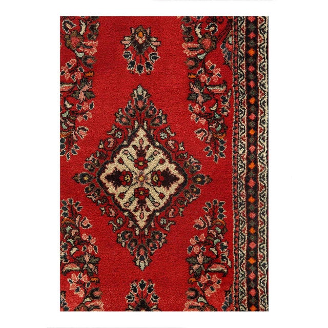 Antique small Sarouk rug. These vintage rugs bring traditional sophistication to your home. These rugs feature 100%...