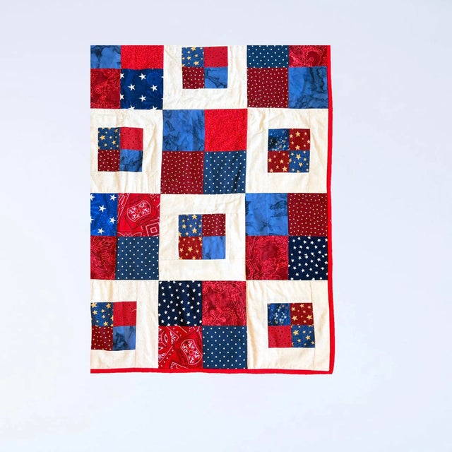 Vintage Handmade Americana Patchwork Quilt by Piedmont Quilters Guild For Sale - Image 4 of 7