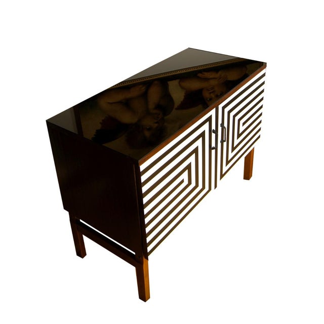 1970s Vintage Polish Sideboard with Op Art Motif, 1970s For Sale - Image 5 of 8