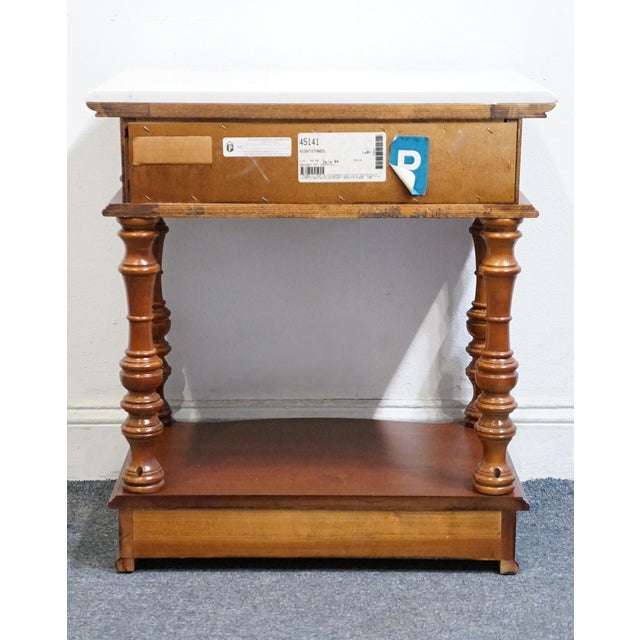 Pulaski Furniture Solid Cherry Traditional Victorian Revival 24" Nightstand W. White Granite Top 45141 For Sale - Image 10 of 13
