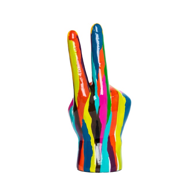 Invite a little life into your office or living space with this hand painted peace sign. Grab one for a simple effect....