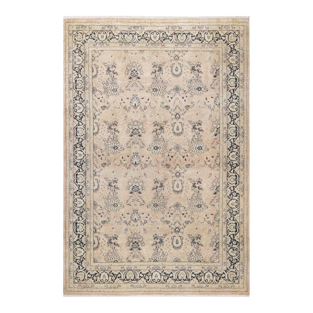 Beige Mogul, One-of-a-Kind Hand-Knotted Area Rug in Beige, 6' 1" x 9' 0" For Sale - Image 8 of 8