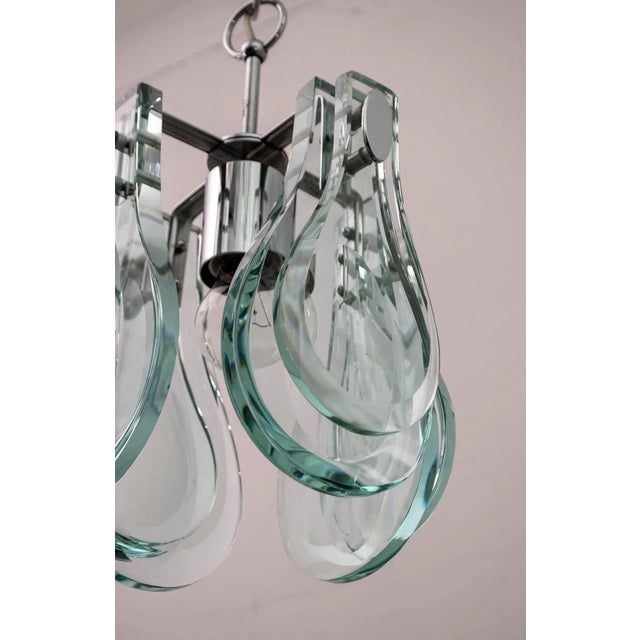 Mid-Century Modern Italian Chromed Metal and Thick Glass Ceiling Lamp from Veca, 1960s For Sale - Image 4 of 9