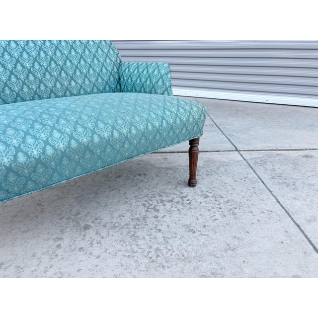 1960s Mid Century Mahogany Small Loveseat For Sale - Image 9 of 12