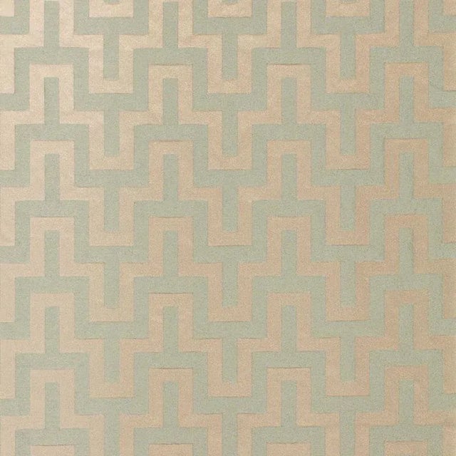 Sample - Schumacher Maubray Weave Fabric in Aqua For Sale