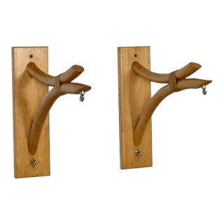 Mid-Century Modern Rattan Wall Brackets a Pair For Sale