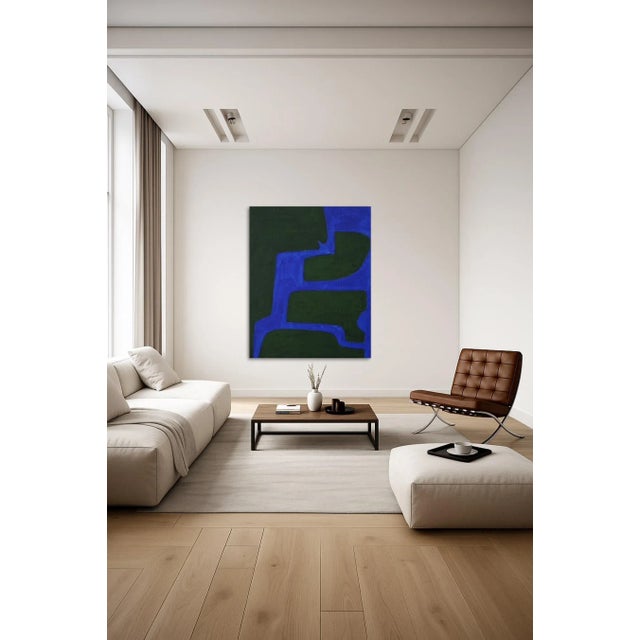 Blue Bodasca, Ultramarine Blue and Organic Green, 2025, Acrylic on Canvas For Sale - Image 8 of 11