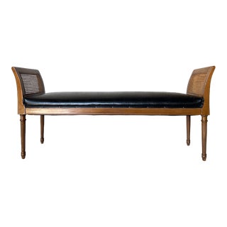Vintage Louis XVI - Style Wood and Cane Arm Settee For Sale