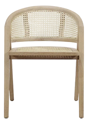 Matthew Izzo Home Aero Cerused Oak and Cane Barrel Back Chair