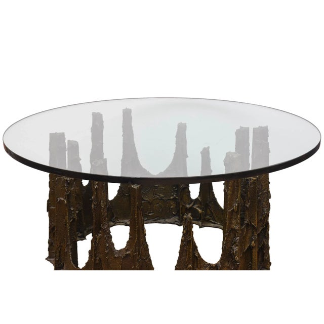 Modern Vintage Paul Evans Signed and Dated Bronze and Glass Stalgamite Cocktail Table, 1970's For Sale - Image 3 of 11