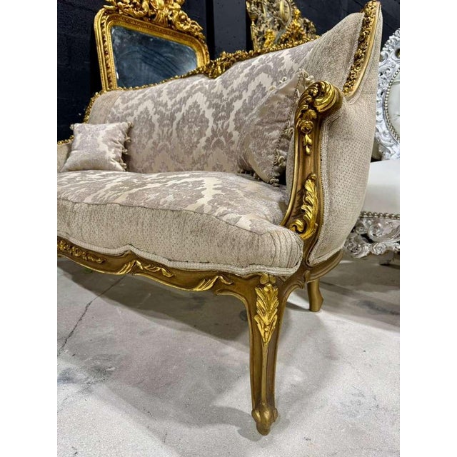 2010s Baroque Sofa in Beige and Ivory With Hand-Applied Gold Leaf For Sale - Image 5 of 13