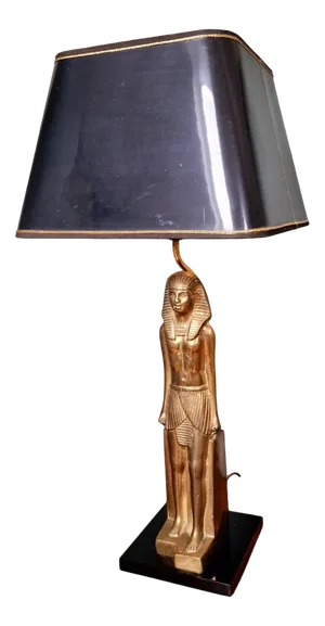 Large Hollywood Regency Egyptian Bronze Table Lamp, 1970s