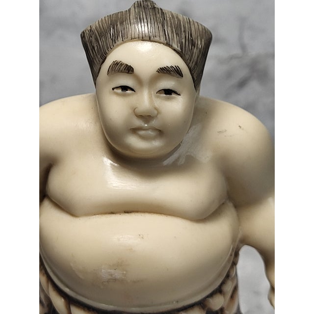 Antique Meiji Period Japanese Hand Carved Sumo Figurine. This piece is heavy and stands alone. The juxtapose of the smooth...