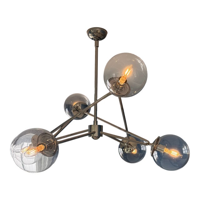 Aerin Turenne Large Dynamic Chandelier Polished Nickel For Sale