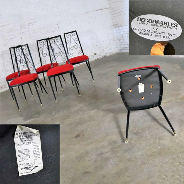 Set 6 Decorables 1967 Selection for Chromcraft Metal Dining Chairs Red and Black For Sale - Image 12 of 13
