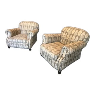 Baker Upholstered Club Chairs - a Pair For Sale