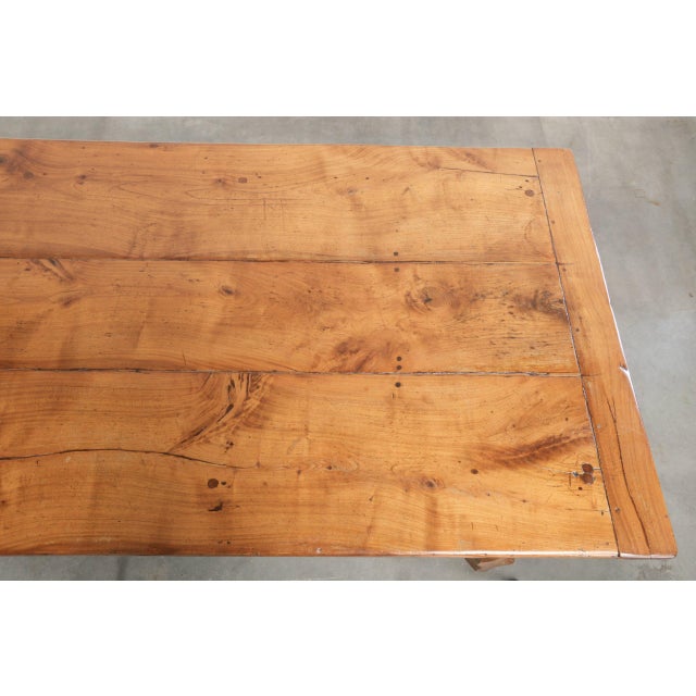 Brown Antique 18th Century French Dining Table with Fruitwood Top and Oak Base For Sale - Image 8 of 14