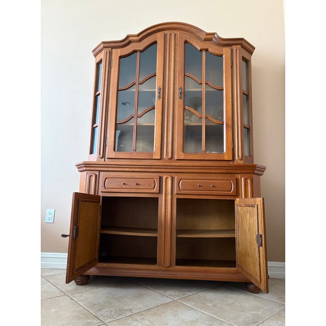 Baroque 1980s Oak China Cabinet Storage For Sale - Image 3 of 4