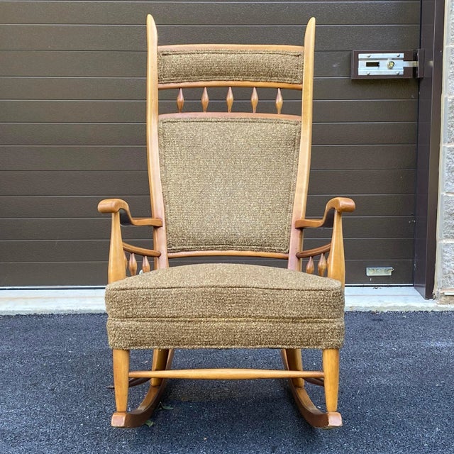 Mid-Century Modern Maple High Back Rocking Chair For Sale In Philadelphia - Image 6 of 13