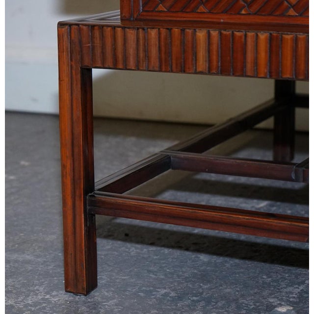 Faux Bamboo Pagoda Coffee Table with Drawers from Maitland & Clascoe, 1950s For Sale - Image 5 of 15