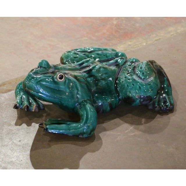 Late 20th Century Late 20th Century Vintage French Carved and Painted Terracotta Frog Sculpture For Sale - Image 5 of 7