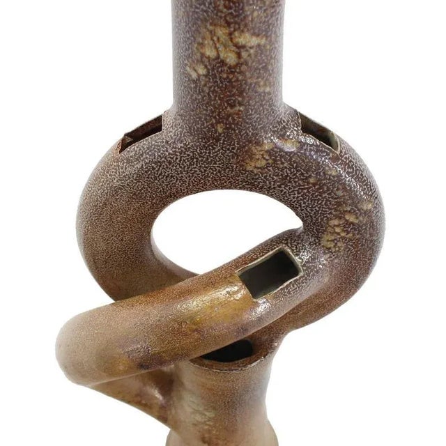 Vintage Mid Century Shape Glazed Pottery Vase For Sale - Image 4 of 9