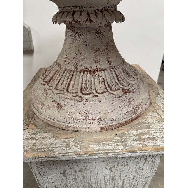 Late 20th Century Late 20th Century Iron Urn With Wooden Pedestal For Sale - Image 5 of 18