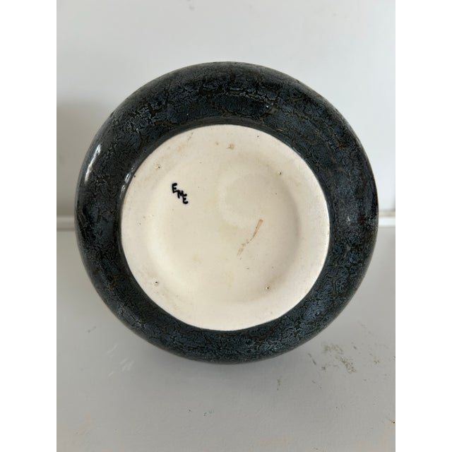 1970s Midcentury Signed "Eme" Crackle Glaze Ceramic Vase For Sale - Image 5 of 5