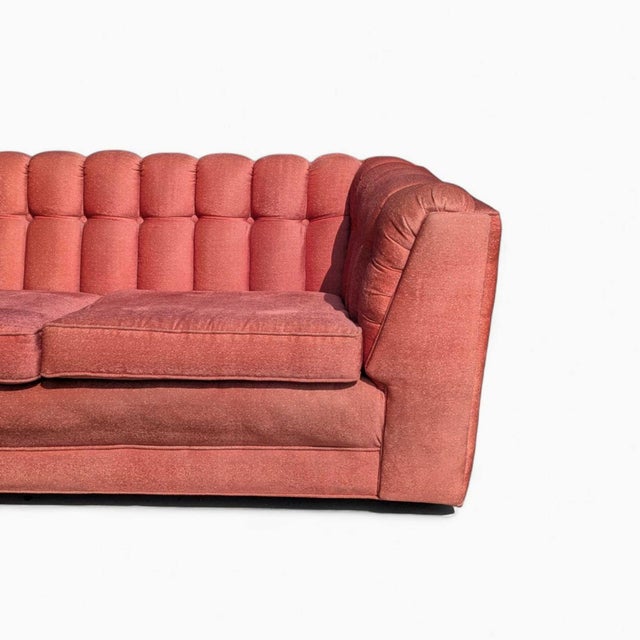 1980s Postmodern Rose Pink Grid-Tufted Loveseat, 67 In For Sale - Image 4 of 18