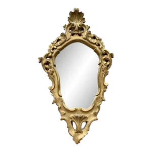 1940s Italian Borghese Rococo Baroque Gilt Wood Mirror