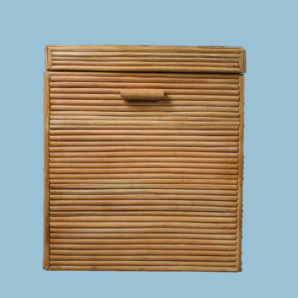 Mid-Century Modern 1960s Split Rattan Storage Trunk For Sale - Image 3 of 5