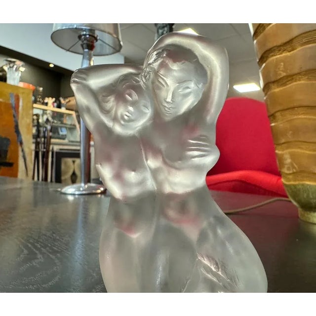 Glass Diana and Pan the Faun Crystal Sculpture from Lalique France, 1960s For Sale - Image 7 of 8