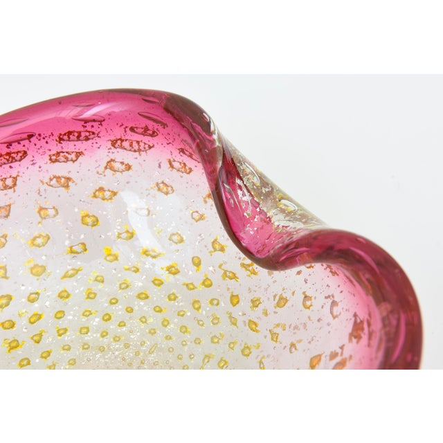 Vintage Murano Pink Glass Bowl With Silver and Gold Foil, 1960's, Italy For Sale In Miami - Image 6 of 10