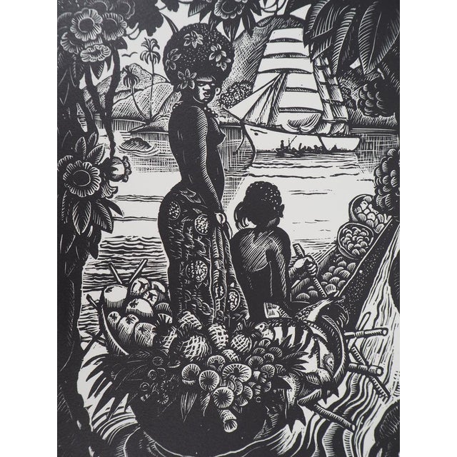 Pierre Falke, Memories of Oceania, 1925, Original Wood Engraving For Sale - Image 4 of 8