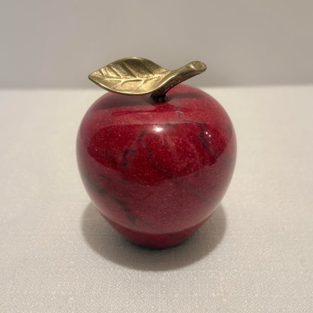 Red Vintage Carved Red Marble Apple Paperweight - Styled After Mangani / Italian Stone Fruit For Sale - Image 8 of 9