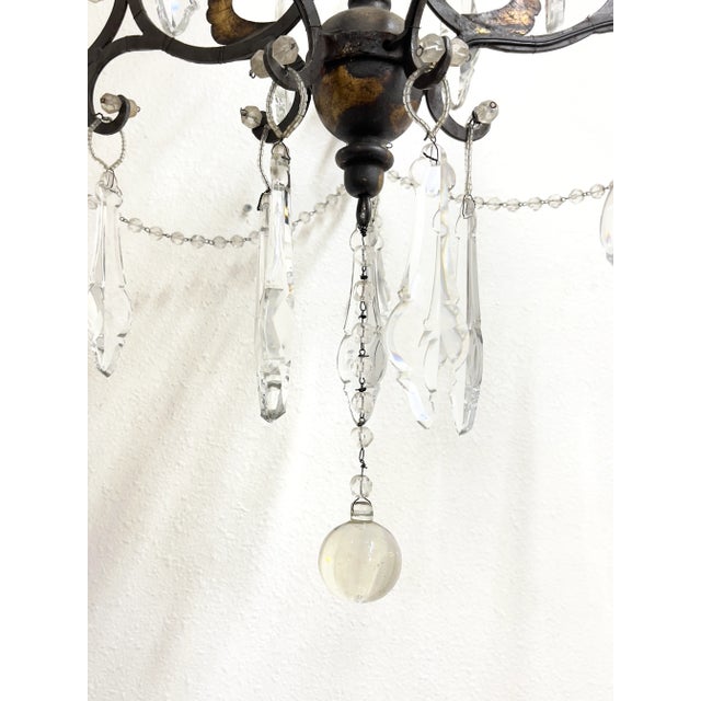 Metal Vintage Iron Chandelier For Sale - Image 7 of 13