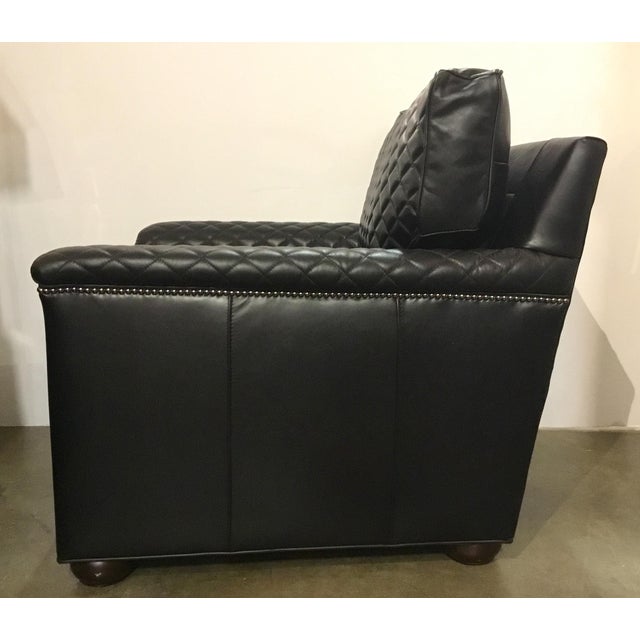 Drexel Heritage Modern Black Quilted Leather Club Chair Chairish