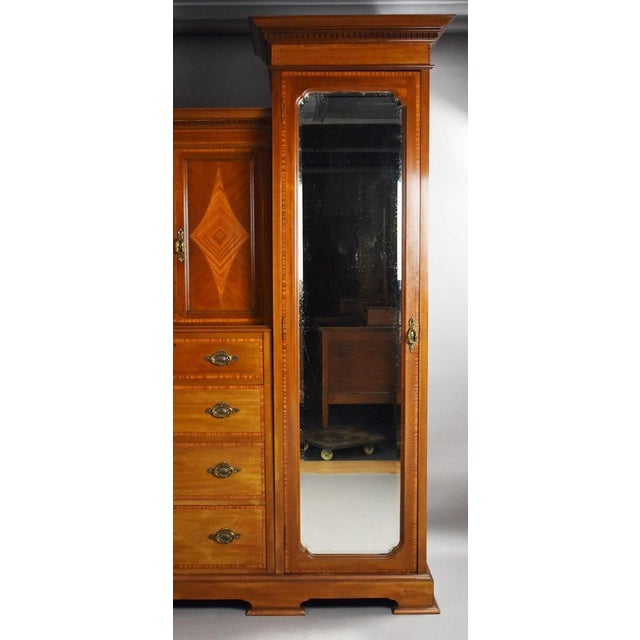 Brown Edwardian Mahogany Triple Wardrobe, 1900 For Sale - Image 8 of 12