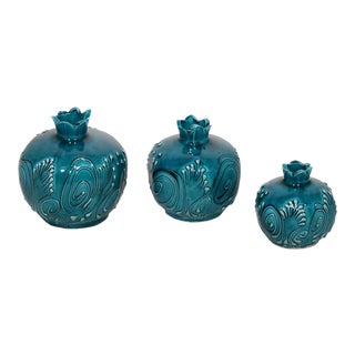 Turkish Handmade Ceramic Pomegranate Figures - Set of 3 For Sale