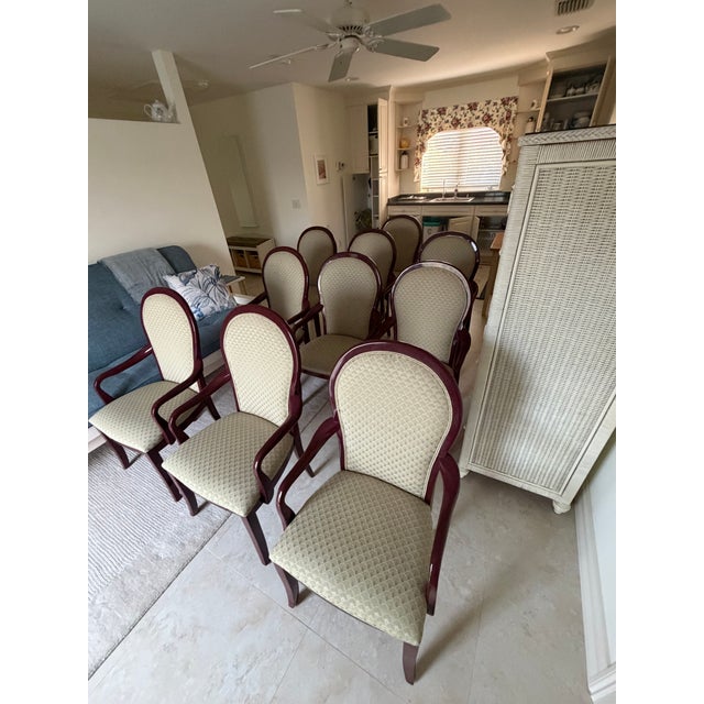 Vintage Set of 10 Century Furniture Postmodern Dining Armchairs in Florentine Rose For Sale - Image 13 of 14