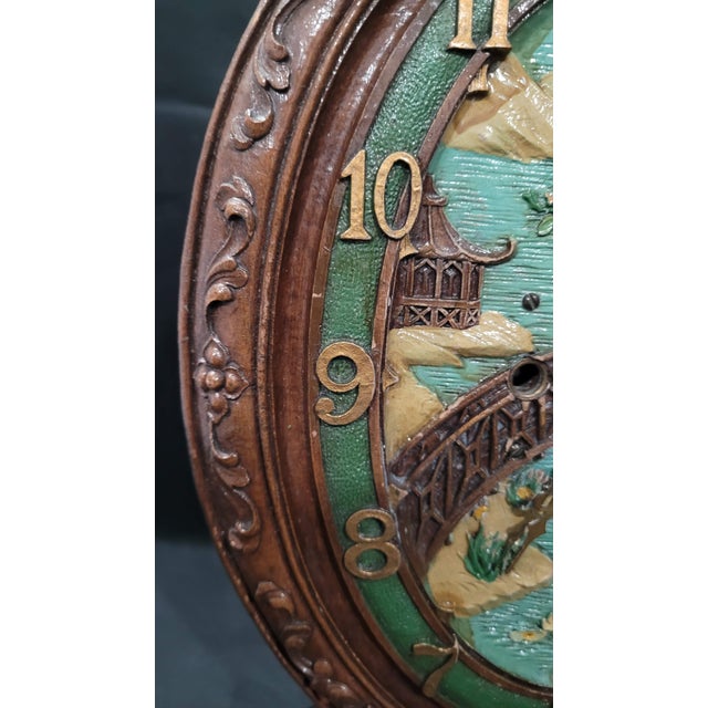 Brown Lux Clock Mfg. Co. - Blossom Time Clock Mantle/Shelf - Syrocowood - Polychrome Art Deco DTD Sept. 10, 1930 Untested For Sale - Image 8 of 12
