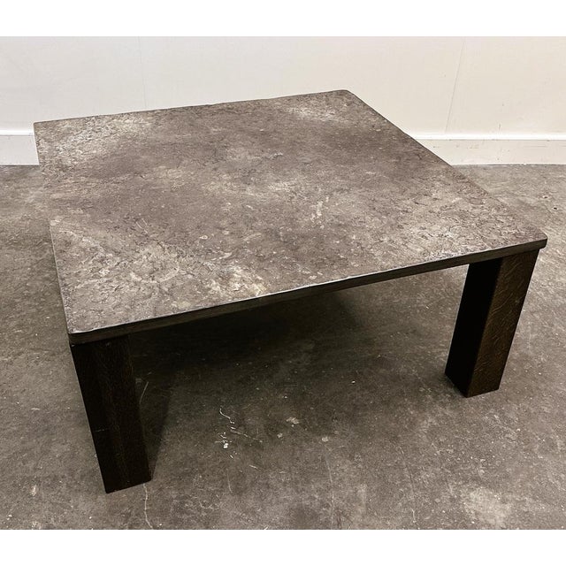 French Slate & Oak Coffee Table, 1970s For Sale - Image 9 of 12