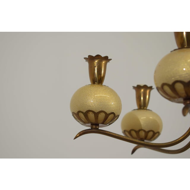 Gold Murano Glass and Brass Chandelier from Barovier & Toso, 1950s For Sale - Image 8 of 15