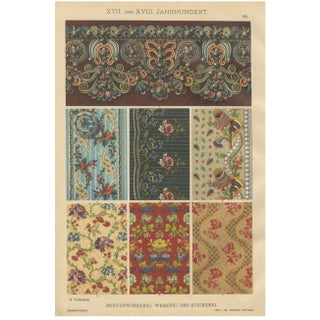 H. Dolmetsch, Ornamental Baroque Weaving and Embroidery Sample Print, 1887, Paper For Sale