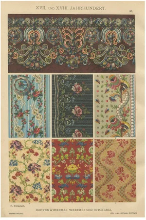 H. Dolmetsch, Ornamental Baroque Weaving and Embroidery Sample Print, 1887, Paper