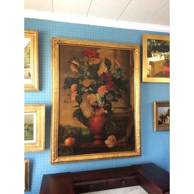 Traditional Antique Oil Painting, Floral Still Life Painting, Decor For Sale - Image 3 of 12