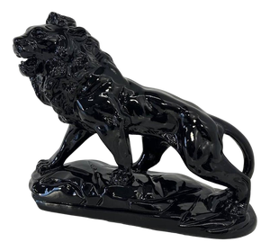 Italian Artist, Art Deco Lion, 1930s, Black Polished Fired Clay