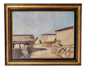 René Guinand, Immeubles et Constructions à Genève, Oil on Canvas, Framed