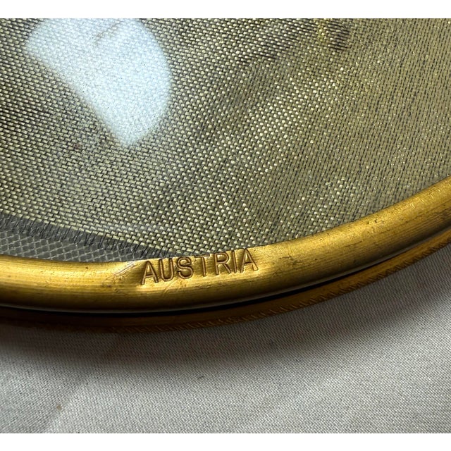 Metal Antique 1800s Austrian Bronze Glass Petit Point Needlepoint Vanity Tray Dish For Sale - Image 7 of 9