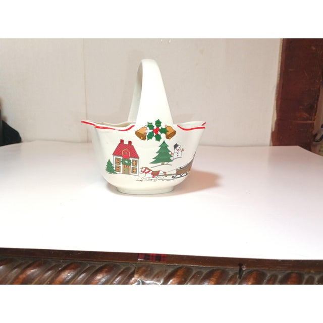 Bring a touch of nostalgic holiday charm to your home with this beautiful vintage ceramic candy basket/bowl from Jamestown...